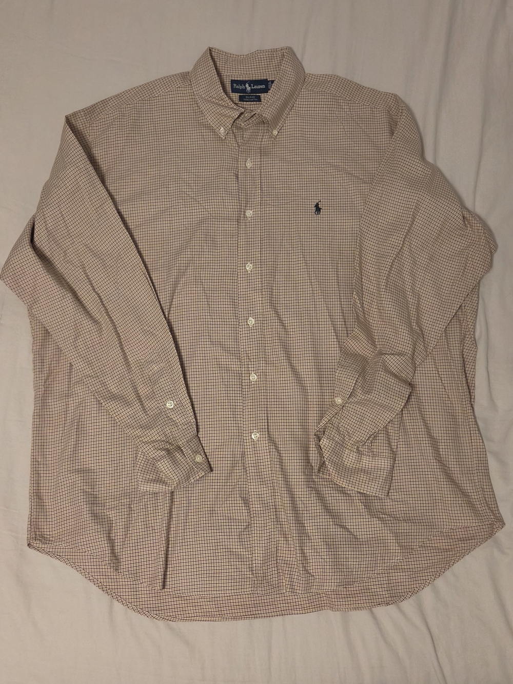 Vintage Ralph Lauren "Blake" Button Down Shirt XL Plaid Houndstooth 100% Cotton